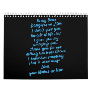 Calendário Filha engraçada na lei para minha querida filha n