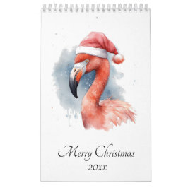 Calendário Flamingo Snowbird do Papai Noel, personalizado