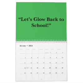 Calendário Flat Neon Green Background – School Texture
