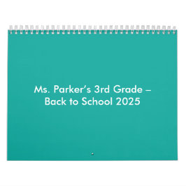 Calendário Flat Teal Background – Back-to-School Texture