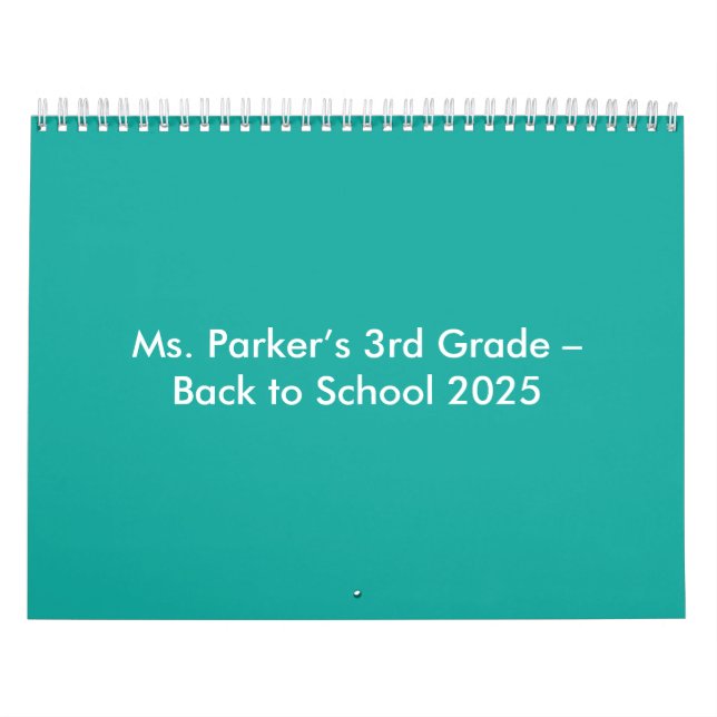 Calendário Flat Teal Background – Back-to-School Texture (Capa)