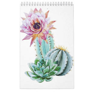 Calendário Flor de Cactus Vermelho