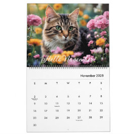Calendário Flor De Gatos De Animais Cortos Diariamente Mensal