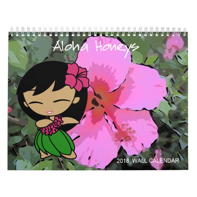 Calendário Floral 2018 da Aloha Honequis Hula Girl (Capa)
