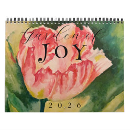 Calendário Floral Aquarela de 12 Meses (Médio)