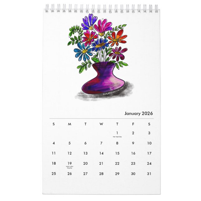 Calendário Floral da Página de solteiros 2024 (Jan 2026)