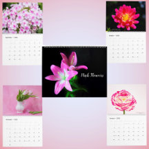 Calendário Floral de Brilhos Delicados Rosa