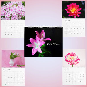 Calendário Floral de Flores Delicadas Rosa