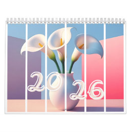 Calendário Floral de Lírio de Calla Elegante 2026