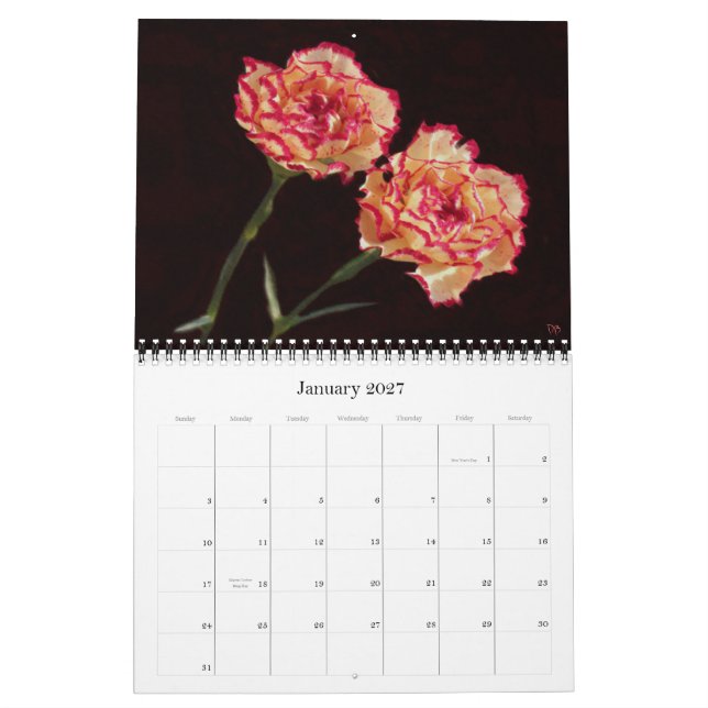Calendário floral de Nascimento-Mês (Jan 2027)