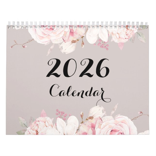 Calendário Floral Elegante 2026 (Capa)