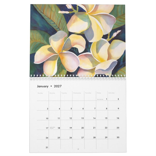 Calendário floral havaiano (Jan 2027)