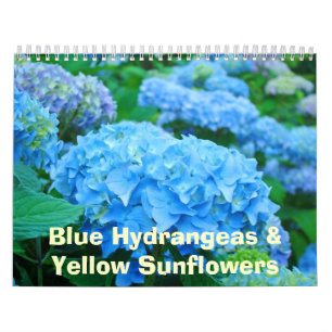 Calendário Floral Hortênsias Azuis Girassóis Amare