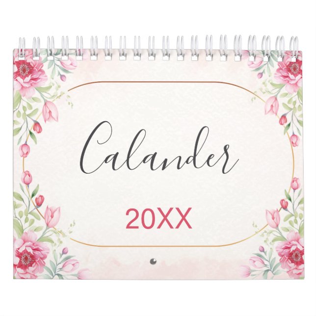 Calendário Floral, Leaves Gold Design (Capa)