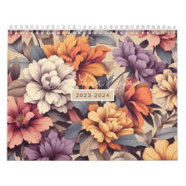 Calendário Floral moderno laranja-elegante na moda 3 r