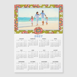Calendário Floral Retro de Foto Personalizada 2027