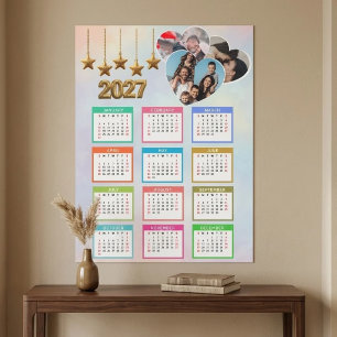 Calendário Floral Rosa 2027 Foto Personalizada