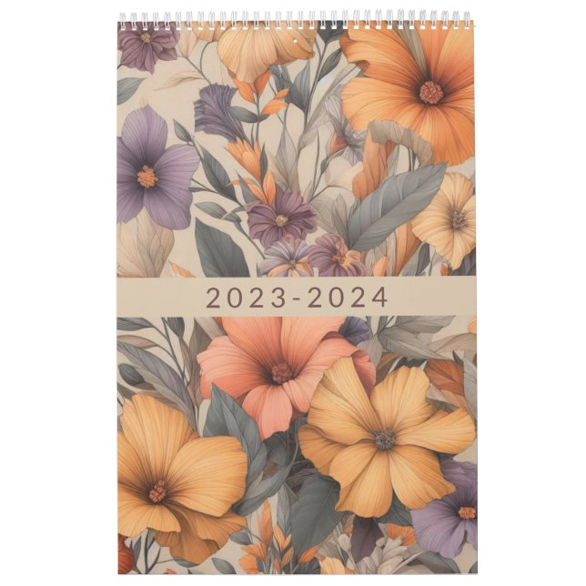 Calendário Floral rustic vintage elegante na moda (Capa)