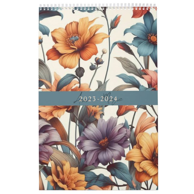 Calendário Floral rustic vintage elegante na moda (Capa)