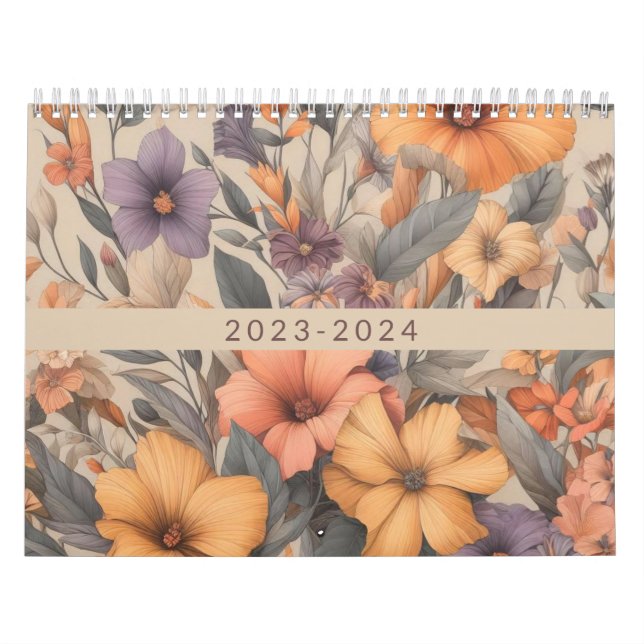 Calendário Floral rustic vintage elegante na moda (Capa)