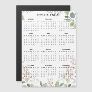 Calendário Floral Simples, porém Elegante de 2026