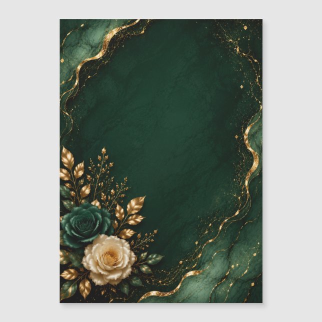 Calendário Floral Verde Esmeralda e Dourado (Frente)
