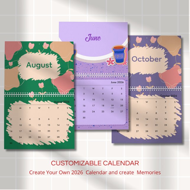 Calendário Flores Abstratas e Pastéis Vibrantes (Criador carregado)