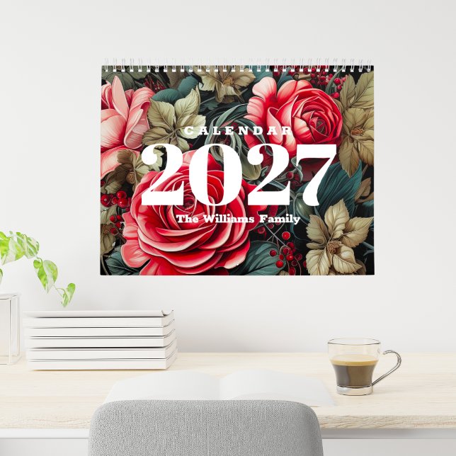 Calendário Flores Botânicas Vintage Mensal 2027 (Vintage Botanical Flowers Monthly 2027 Calendar
)