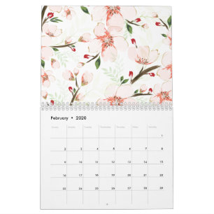 Calendário Flores Cor de Rosa