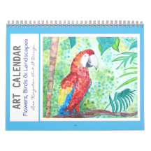 Flores de Aquarelas Aves e Paisagens