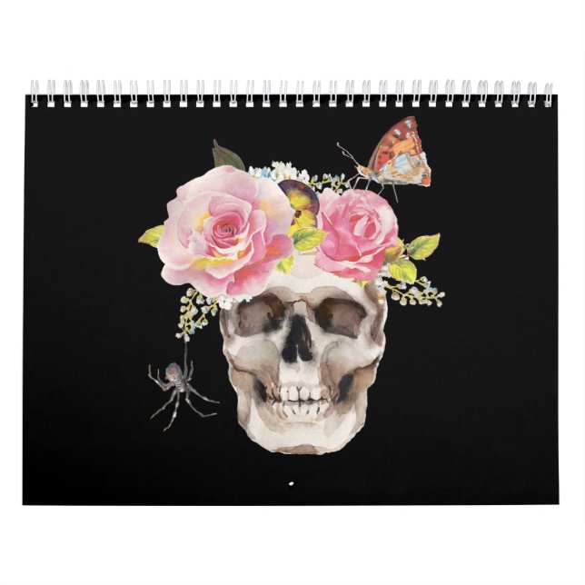 Calendário Flores do crânio Dão de Halloween da aranha-borbol (Capa)