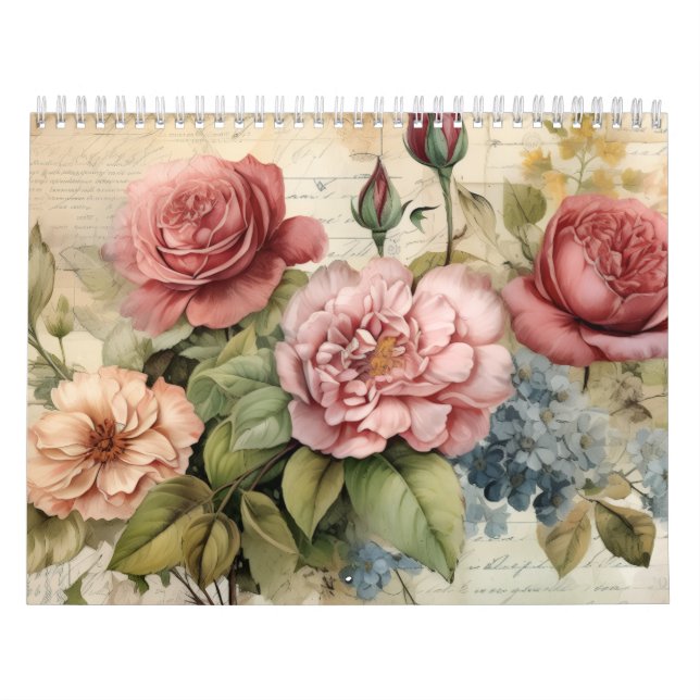 Calendário Flores Pintadas à Mão Vitorianas (Capa)