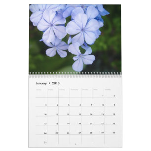 Calendário flores preto e branco