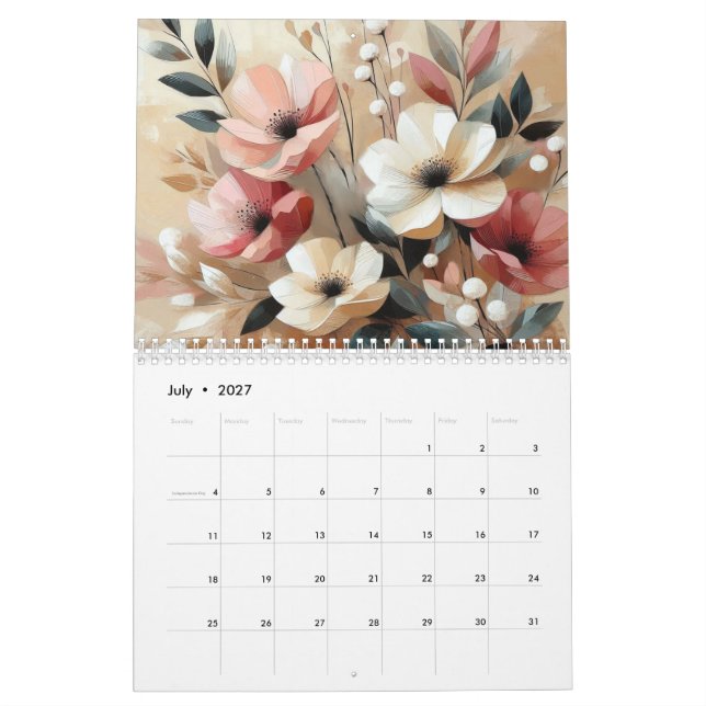 Calendário Flores Rosa Modernas (Jul 2027)