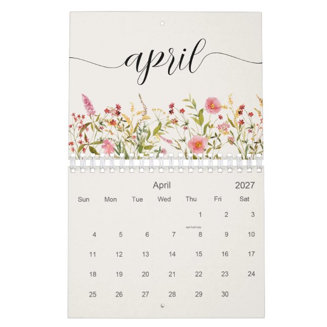Calendário Flores Selvagens Personalizadas (Abr 2027)