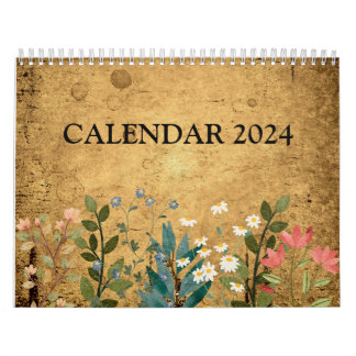 Calendário Flores selvagens, Watercolor, Vintage