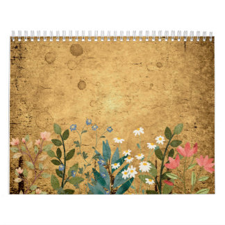 Calendário Flores selvagens, Watercolor, Vintage