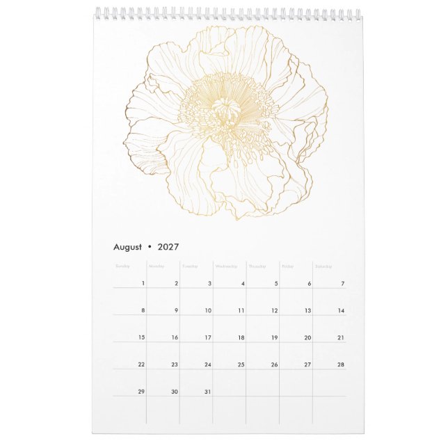 Calendário Flores tropicais e de ouro floral. (Ago 2027)