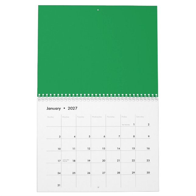 Calendário Floresta densa e esmagadora cheia de árvore verde  (Jan 2027)