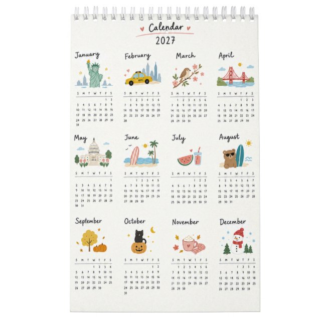 Calendário fofo 2027 (Capa)