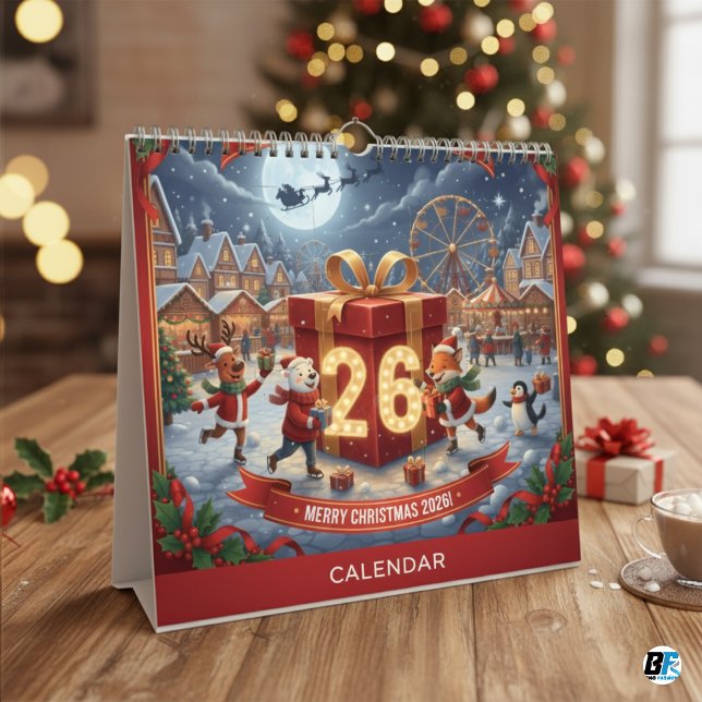 Calendário Foque no estilo visual e no Natal único (Christmas 2026 Calendar )