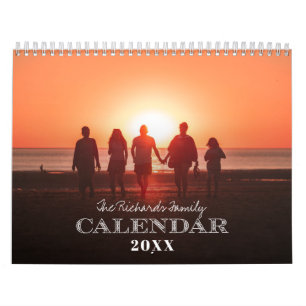 Calendário Foto da família 12 meses dobrada