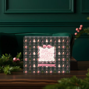 Calendário Foto da família de fita rosa dos Natais vintages r