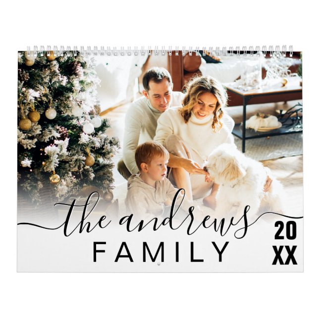 Calendário Foto da família de script manuscrito e elegante si (Capa)