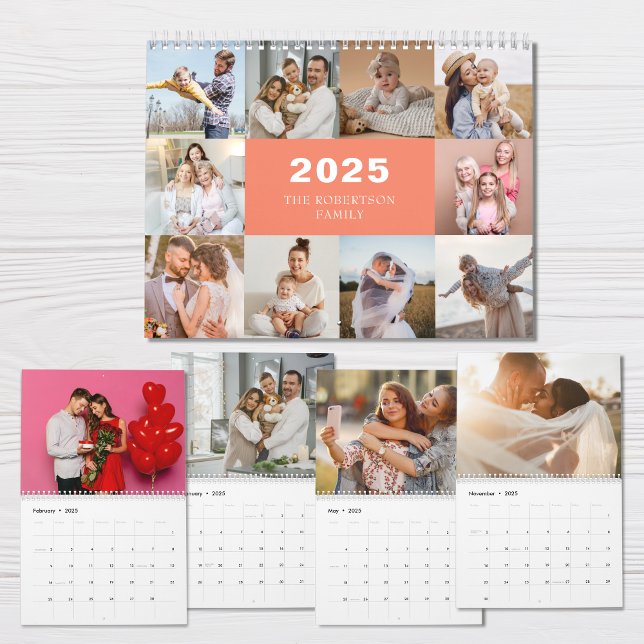Calendário Foto da família moderna de colagem personalizada 2 (Criador carregado)