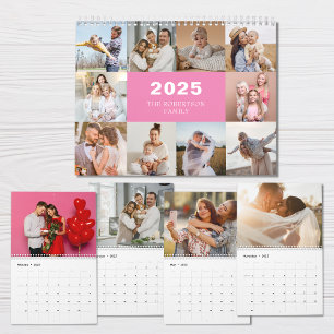 Calendário Foto da família moderna de colagem personalizada 2