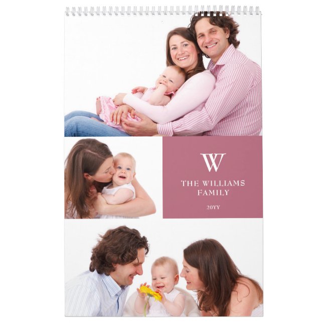 Calendário Foto da família Monogrammed 15 personalizada 2025 (Capa)