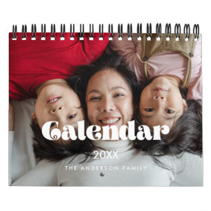 Calendário Foto da família Vintage retro script 2022