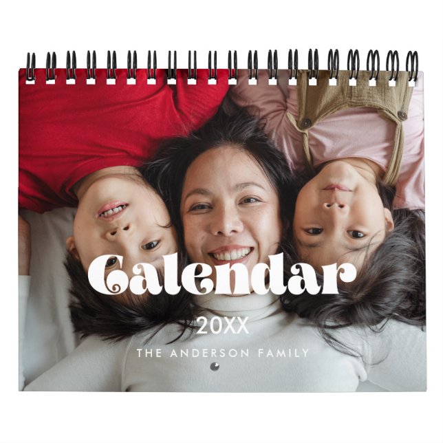 Calendário Foto da família Vintage retro script 2026 (Capa)