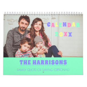 Calendário Foto da Família Vintage Texto personalizado Cal de